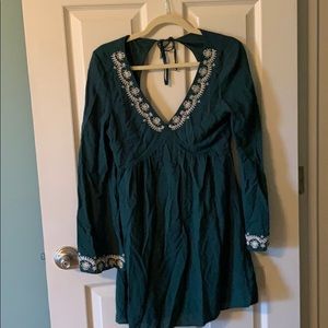 Emerald green open back dress